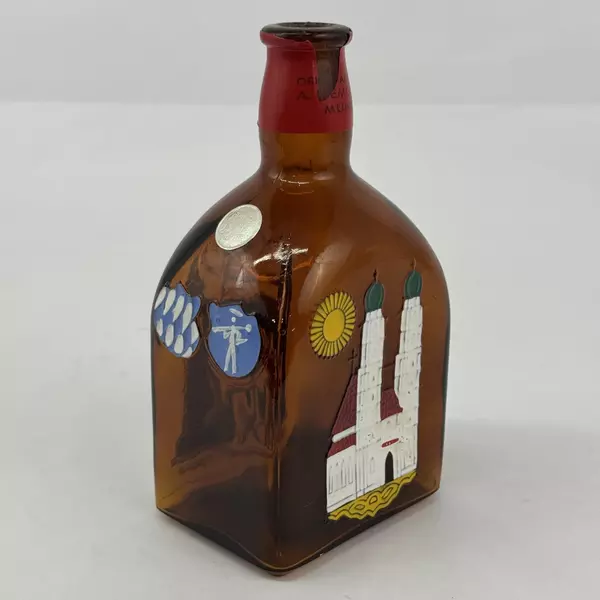 Vintage Hand Painted Anton Riemerschmid Munchen 0.7 L  Amber Bottle