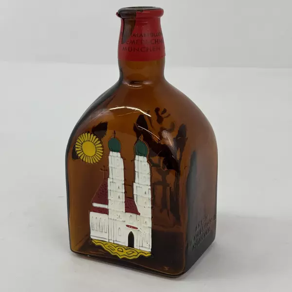 Vintage Hand Painted Anton Riemerschmid Munchen 0.7 L  Amber Bottle