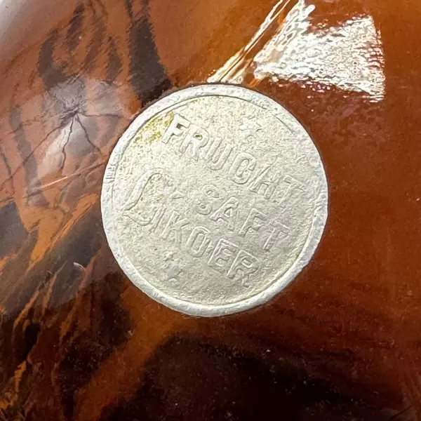 Vintage Hand Painted Anton Riemerschmid Munchen 0.7 L  Amber Bottle