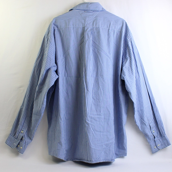 Tommy Hilfiger Long Sleeve Dress Shirt Blue/White Gingham Men's Shirts XL Flawed