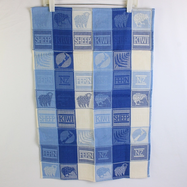 Hallifax New Zealand-Themed Blue Cotton Kitchen Towel