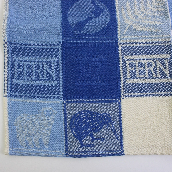 Hallifax New Zealand-Themed Blue Cotton Kitchen Towel