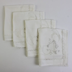 Set of 4 Vintage White Organdy Cocktail Napkins