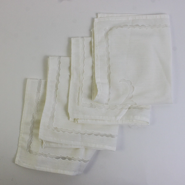Set of 4 Vintage White Organdy Cocktail Napkins