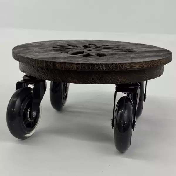 Rolling Wood Plant Caddy With Wheels