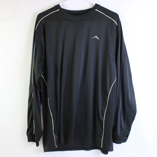Cascade Sport Long Sleeve Black W/ White Stripe Workout Shirt Men's Size XL
