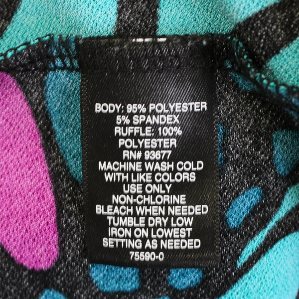 Bold Elements Blue/Pink/Black Butterfly Patterned Blouse Women's Size XL
