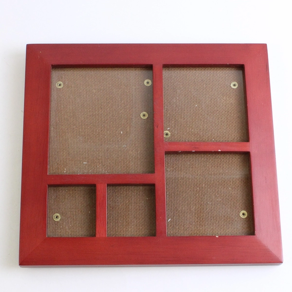 Lot of 2 Cherry Wood Photo Frames 5x7 Single & 5-Section Multi-Frame Vintage