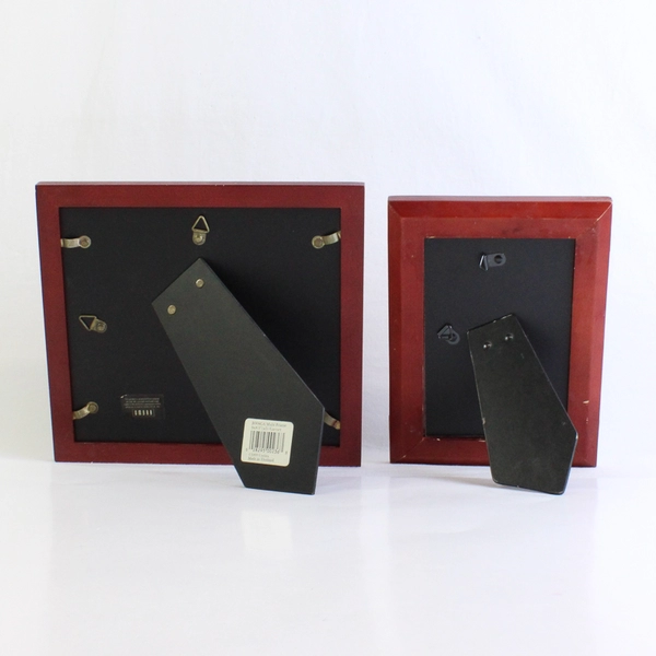 Lot of 2 Cherry Wood Photo Frames 5x7 Single & 5-Section Multi-Frame Vintage