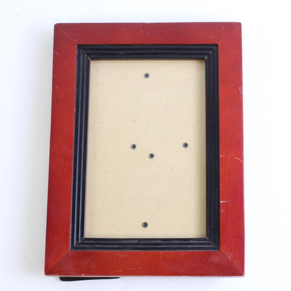 Lot of 2 Cherry Wood Photo Frames 5x7 Single & 5-Section Multi-Frame Vintage