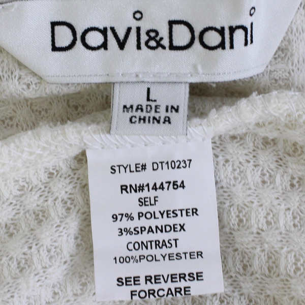 Davi&Dani Women's L Cream Woven Pullover Sweater