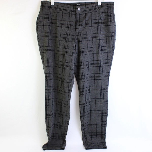 Simply Vera Vera Wang Square Pattern Gray Dress Pants Skinny Women's Size XL