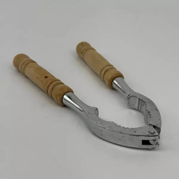 Vintage Wood Handled Stainless Steel Nut Cracker