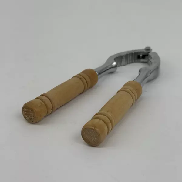 Vintage Wood Handled Stainless Steel Nut Cracker