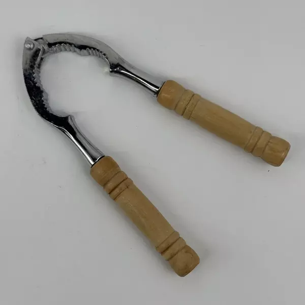 Vintage Wood Handled Stainless Steel Nut Cracker