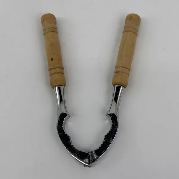 Vintage Wood Handled Stainless Steel Nut Cracker