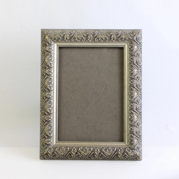 Heavy Ornate Embossed Silver-Colored 5"x7" Photo Frame