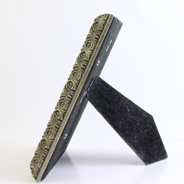 Heavy Ornate Embossed Silver-Colored 5"x7" Photo Frame