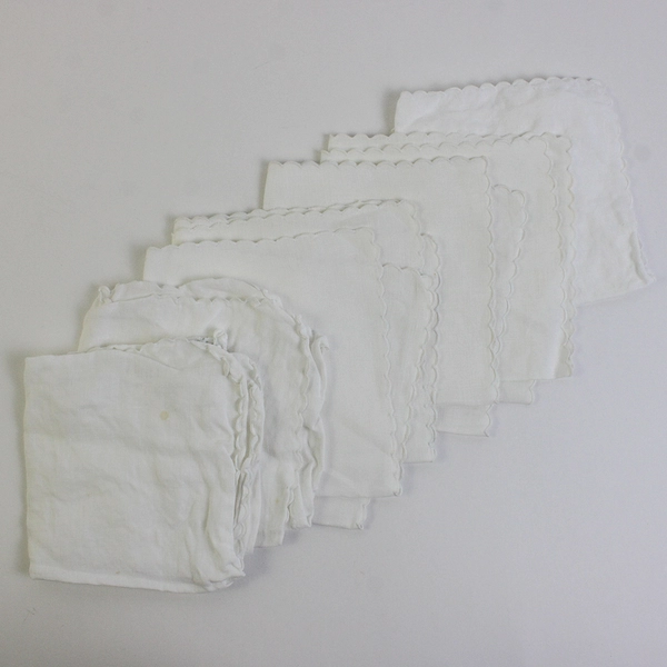 Lot of 7 Vintage White Cutwork Napkins Fabric Upcycling FLAWED