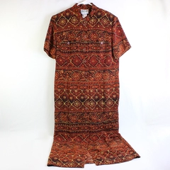 Olivia Rose Women's 16M Orange and Brown Hawaiian Button-Up Dress