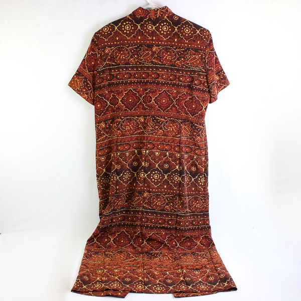 Olivia Rose Women's 16M Orange and Brown Hawaiian Button-Up Dress