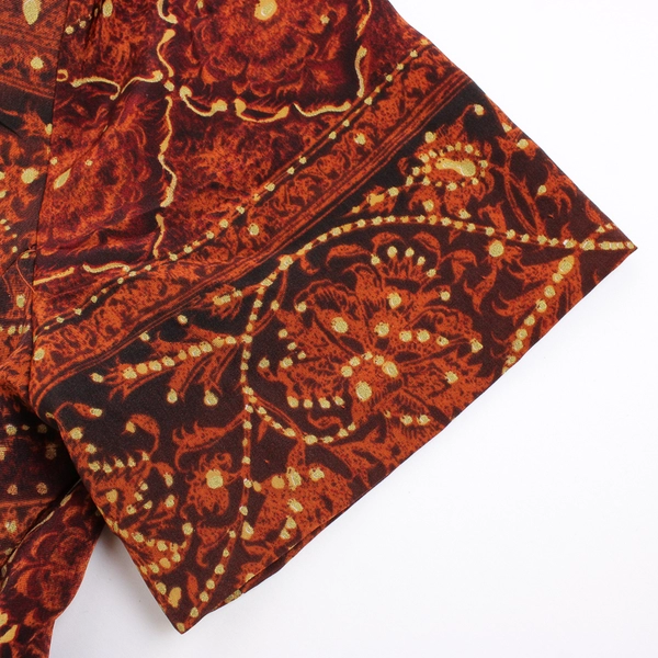 Olivia Rose Women's 16M Orange and Brown Hawaiian Button-Up Dress