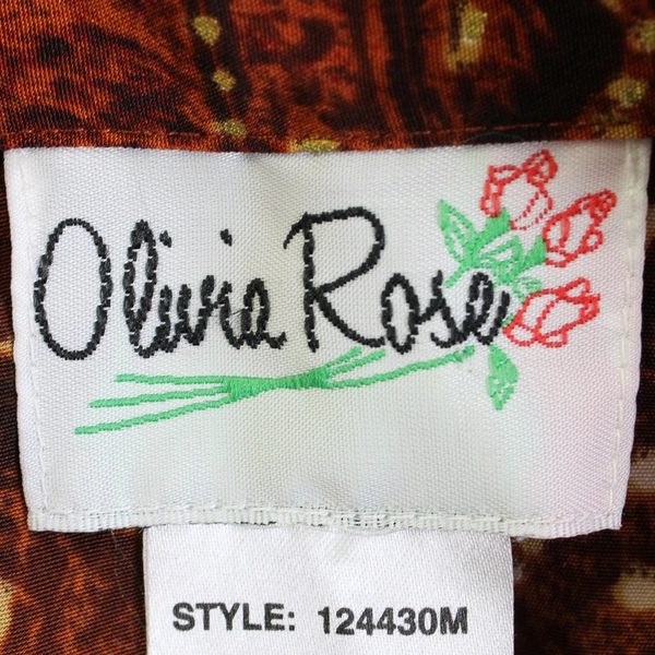 Olivia Rose Women's 16M Orange and Brown Hawaiian Button-Up Dress