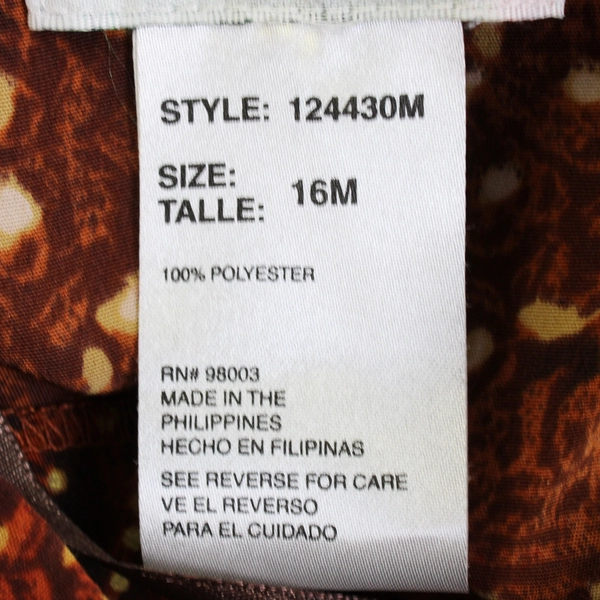 Olivia Rose Women's 16M Orange and Brown Hawaiian Button-Up Dress