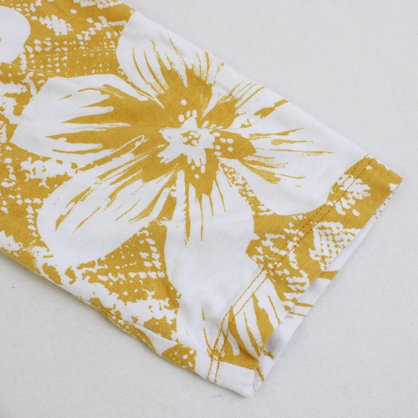 JM Collection Yellow/White Floral Quarter Length Sleeve Shirt Women's Size XL