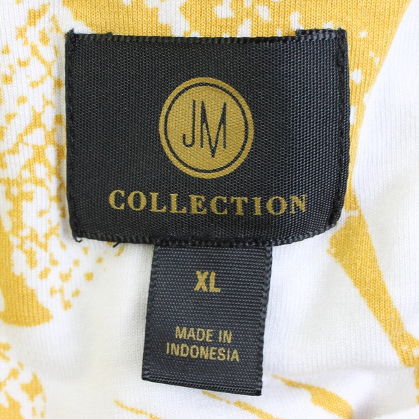 JM Collection Yellow/White Floral Quarter Length Sleeve Shirt Women's Size XL