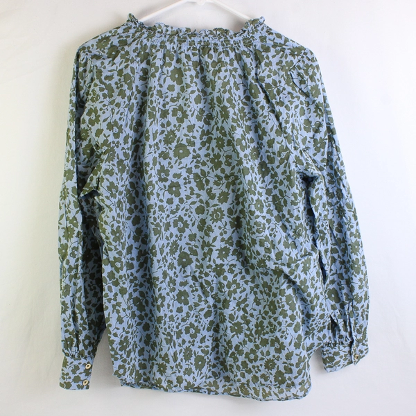 Talbots Plus Green/Blue Floral Long Sleeve Blouse 100% Cotton Women's Size X