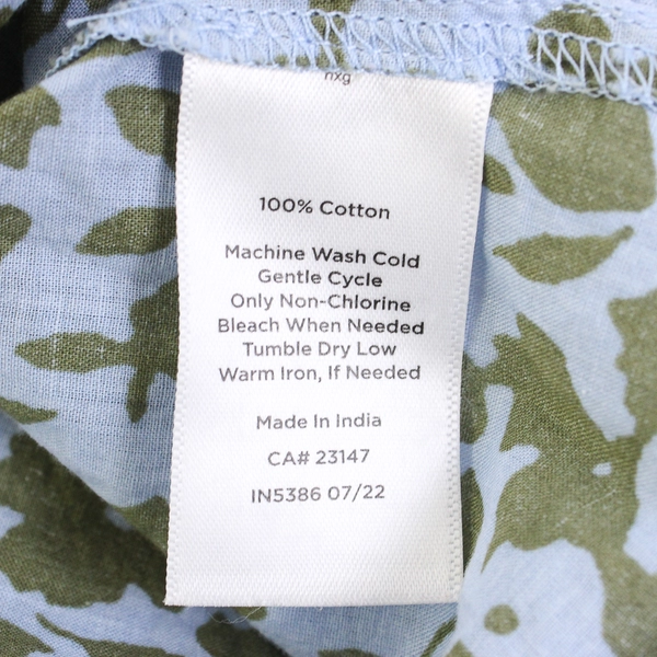 Talbots Plus Green/Blue Floral Long Sleeve Blouse 100% Cotton Women's Size X