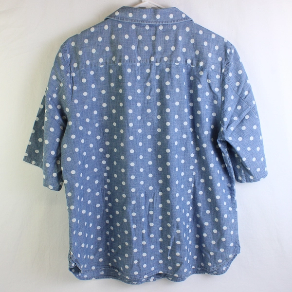 Tommy Hilfiger Blue/White Polka Dot Short Sleeve Button Up Shirt Women's Size XL