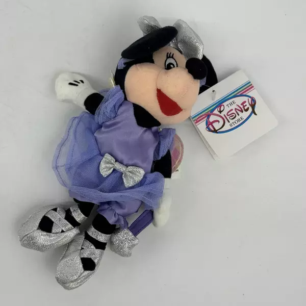 Disney Store Sugar Plum Minnie Mouse 9" Plush Bean Bag Toy with Tags