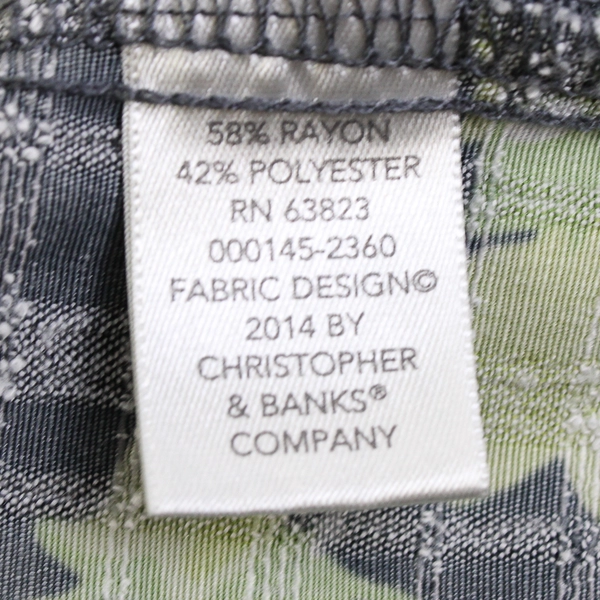 Christopher & Banks Floral/Strip Quarter Length Sleeve Button Up Women's Size XL