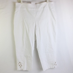 Zac & Rachel White Capri Pants Elastic Waist Band Rose Gold Hardware Women's 16