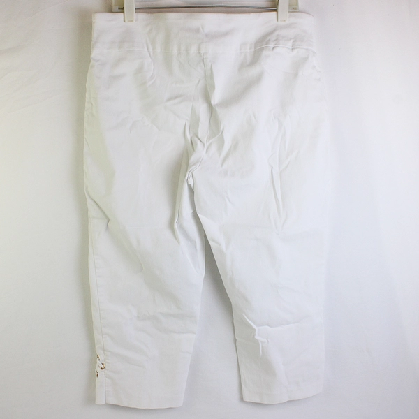 Zac & Rachel White Capri Pants Elastic Waist Band Rose Gold Hardware Women's 16