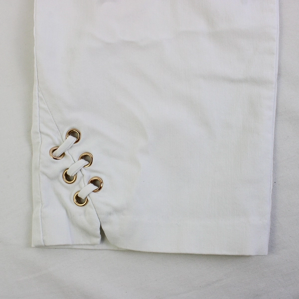 Zac & Rachel White Capri Pants Elastic Waist Band Rose Gold Hardware Women's 16