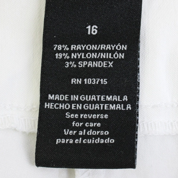 Zac & Rachel White Capri Pants Elastic Waist Band Rose Gold Hardware Women's 16