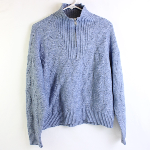 Madison + Hudson Periwinkle Purple Quarter Zip Sweater Long Sleeve Women's XL