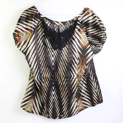Worthington Women Stretch Animal Print Short Sleeve Top Women's Size 1X
