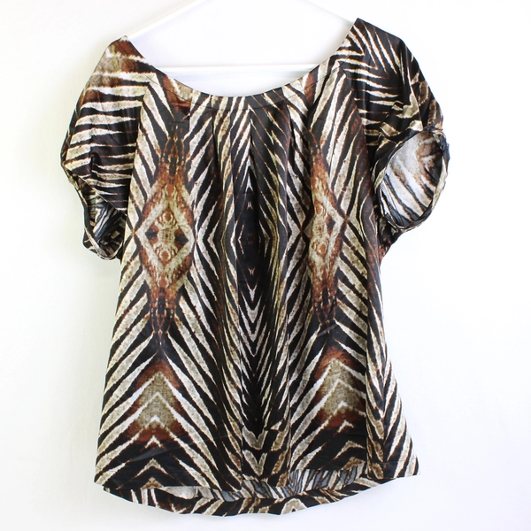 Worthington Women Stretch Animal Print Short Sleeve Top Women's Size 1X