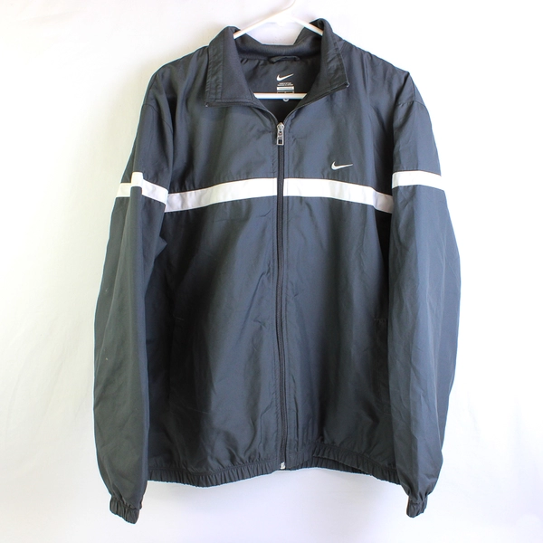 Nike Black/White Long Sleeve Zip Up Muck Neck Windbreaker Men's Size L