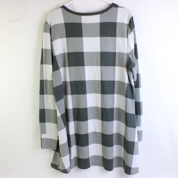 LuLaRoe Gray Gingham Long-Sleeve V-Neck Sweater Women's Large