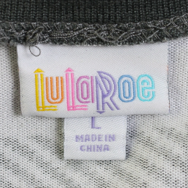 LuLaRoe Gray Gingham Long-Sleeve V-Neck Sweater Women's Large