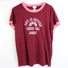 LuLaRoe Rainbow Graphic Red Ringer T-Shirt Women's Medium