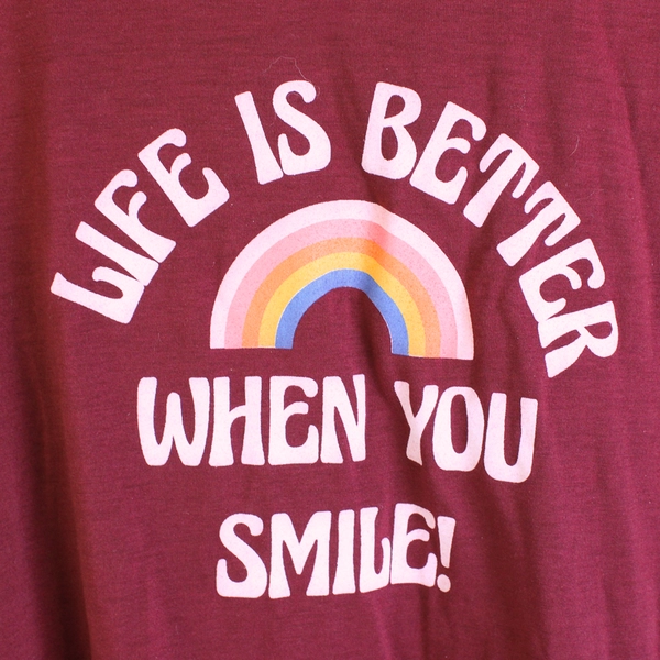 LuLaRoe Rainbow Graphic Red Ringer T-Shirt Women's Medium