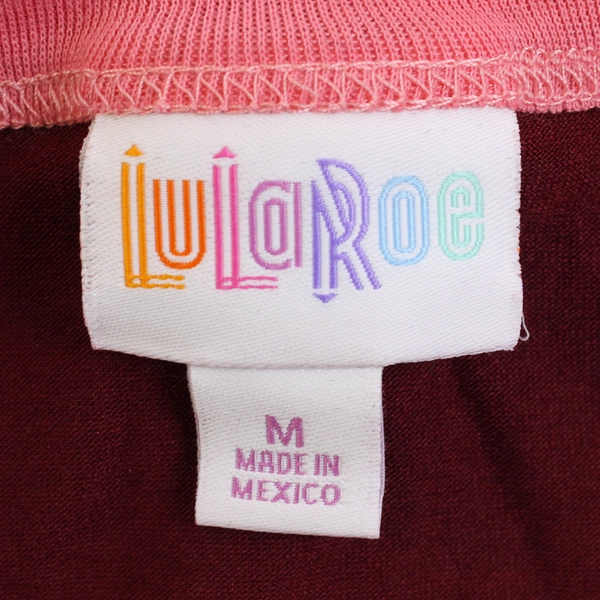 LuLaRoe Rainbow Graphic Red Ringer T-Shirt Women's Medium