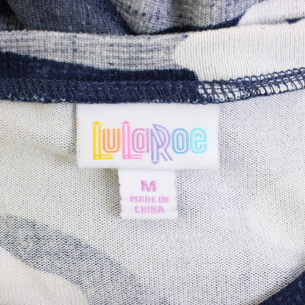 LuLaRoe Blue Camo Long-Sleeve V-Neck Shirt Women's Size Medium