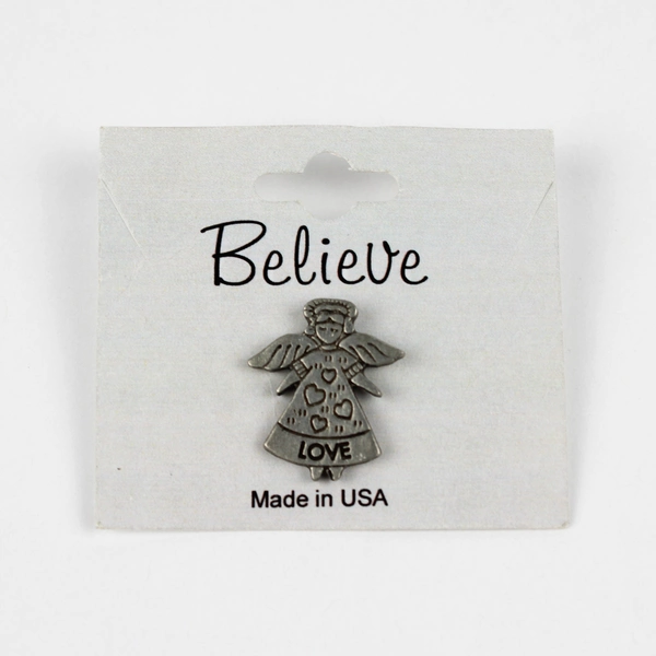 Pewter Guardian Angel Brooch Silver Tone Love Brooch Pin